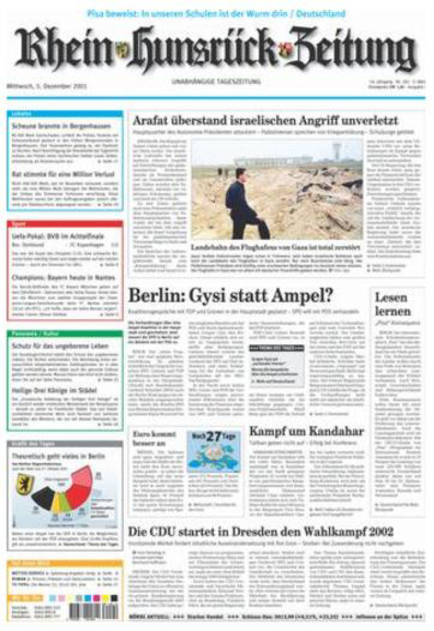 Rhein-Hunsrück-Zeitung vom Mittwoch, 05.12.2001