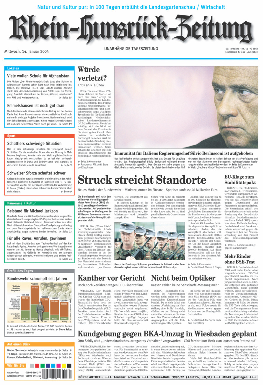 Rhein-Hunsrück-Zeitung vom Mittwoch, 14.01.2004