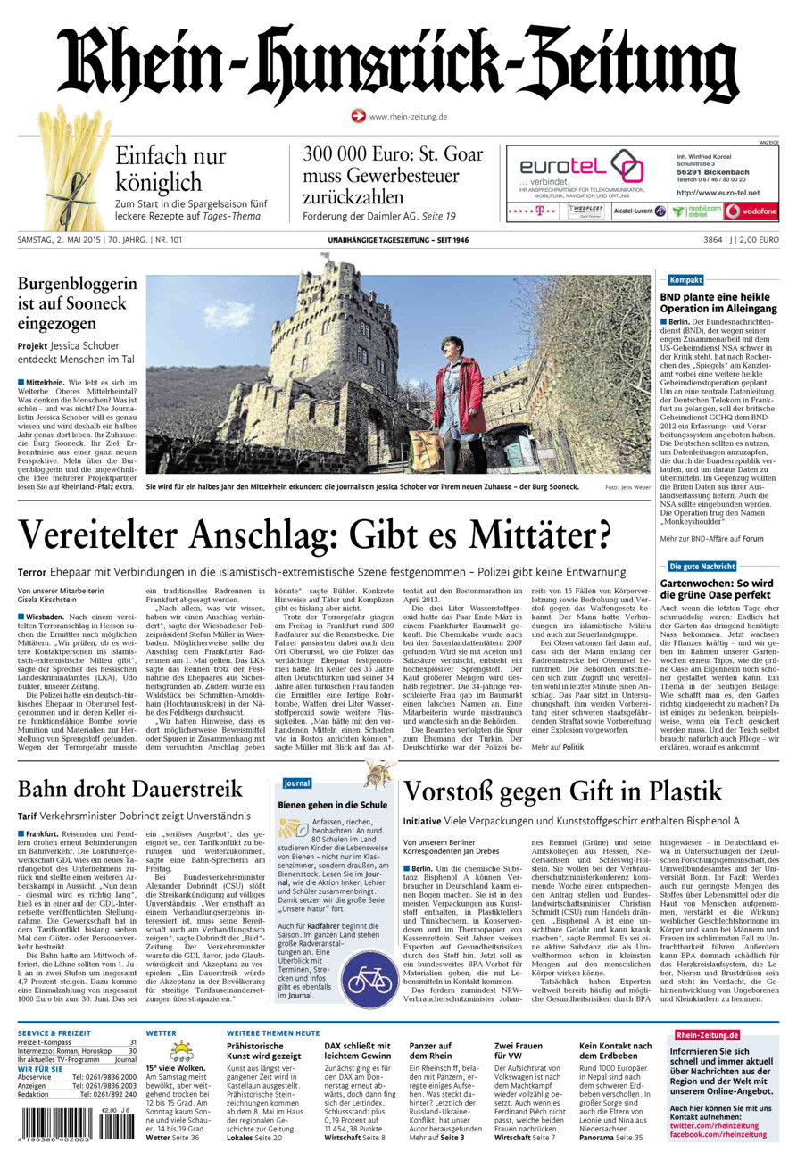 Rhein-Hunsrück-Zeitung vom Samstag, 02.05.2015
