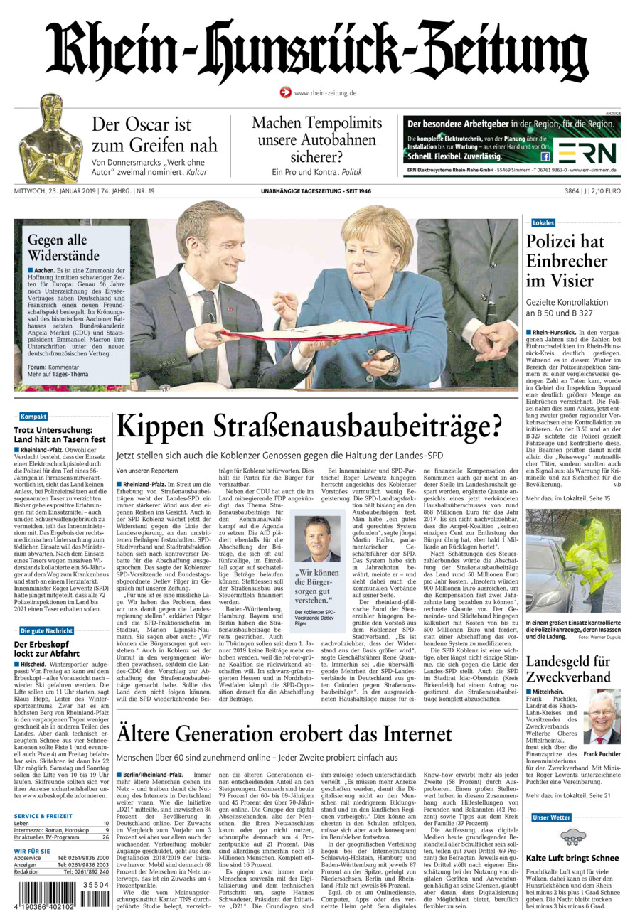 Rhein-Hunsrück-Zeitung vom Mittwoch, 23.01.2019