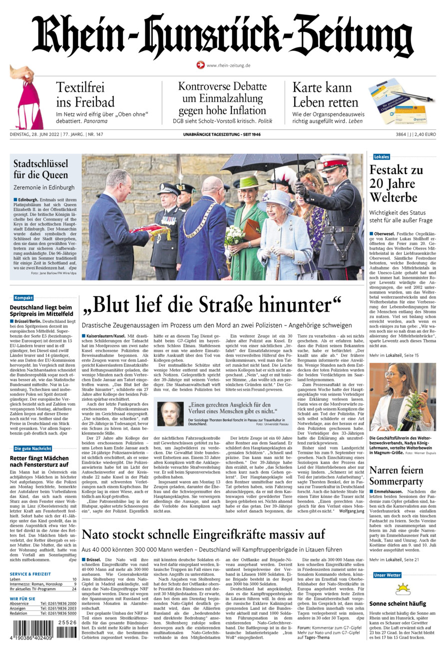 Rhein-Hunsrück-Zeitung vom Dienstag, 28.06.2022