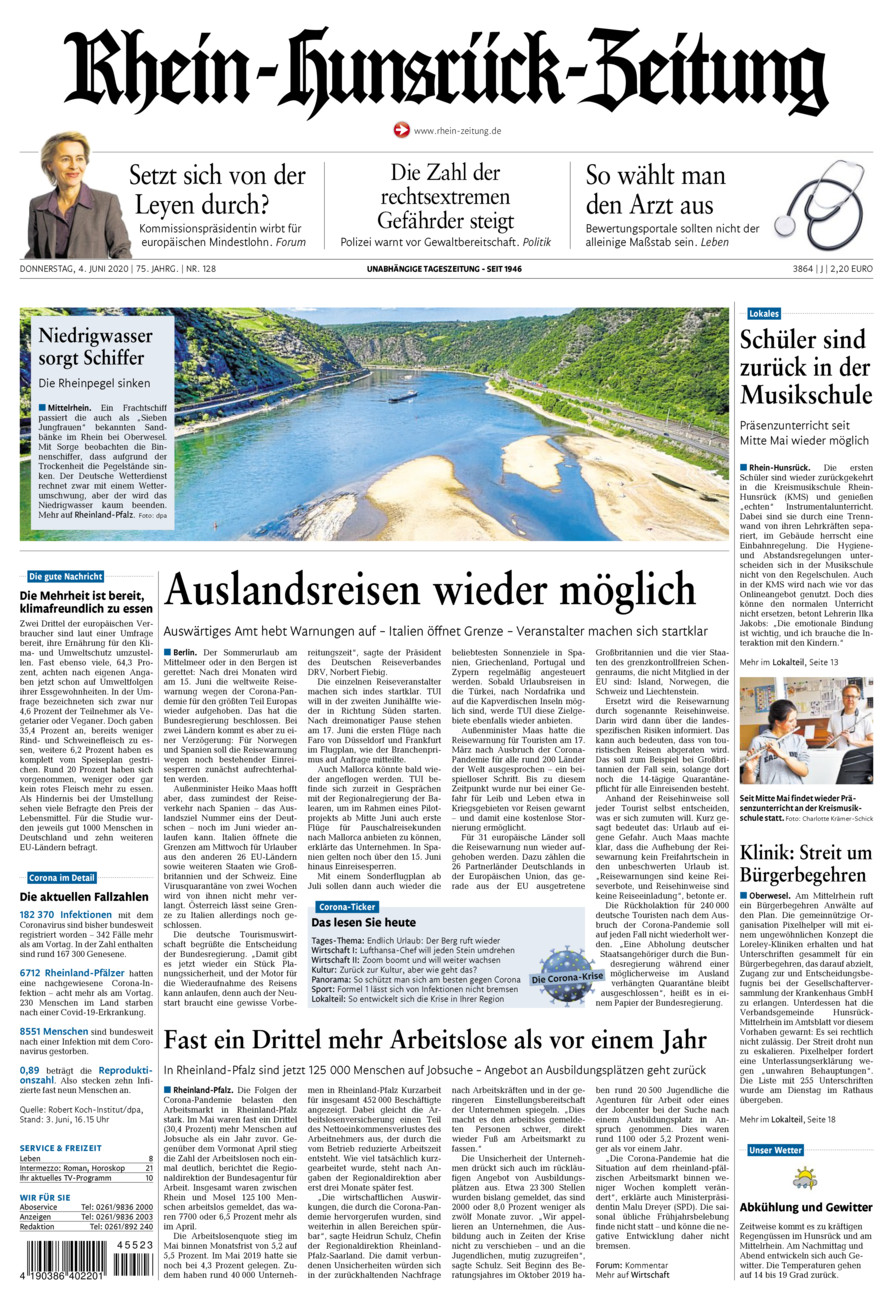 Rhein-Hunsrück-Zeitung vom Donnerstag, 04.06.2020