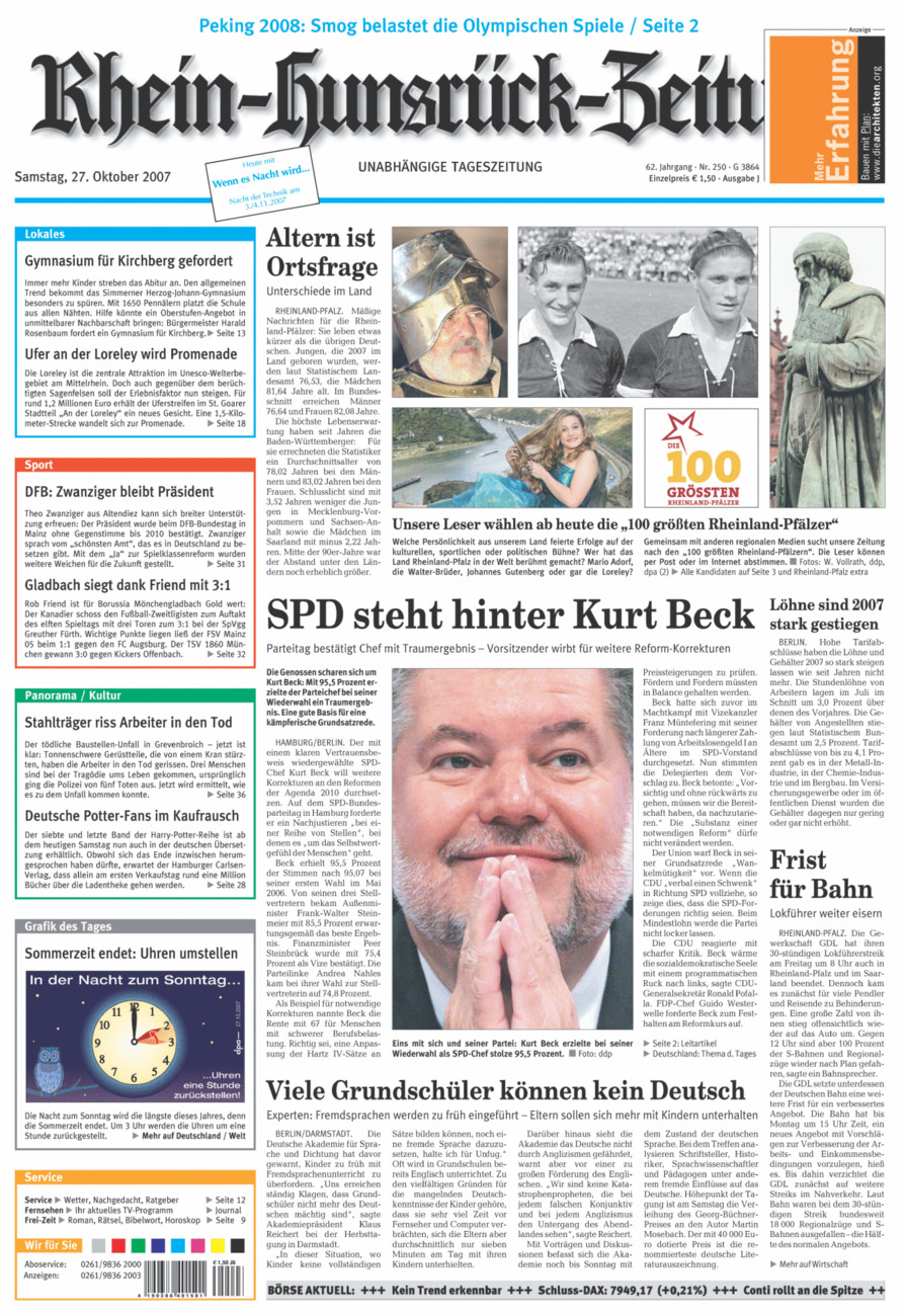 Rhein-Hunsrück-Zeitung vom Samstag, 27.10.2007