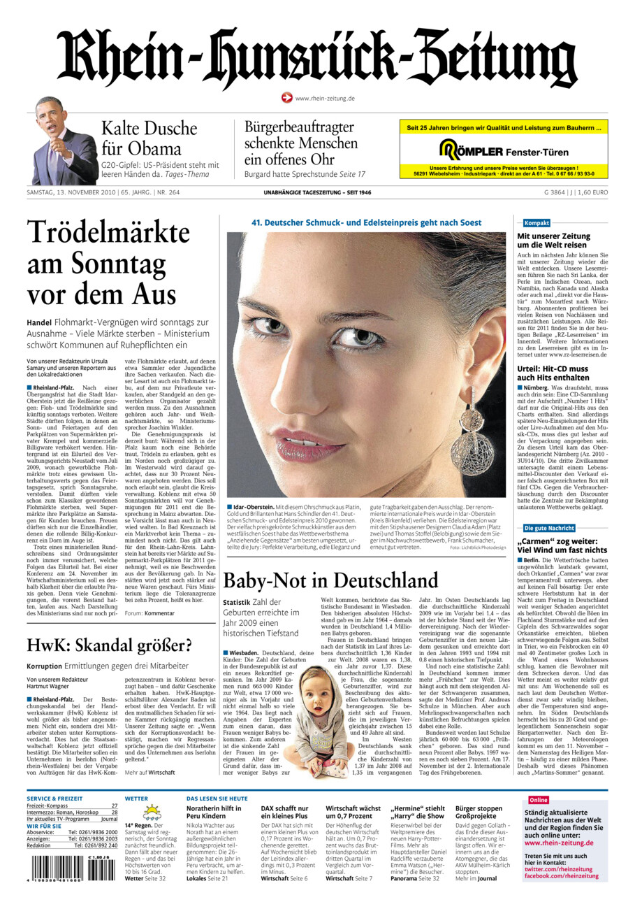 Rhein-Hunsrück-Zeitung vom Samstag, 13.11.2010