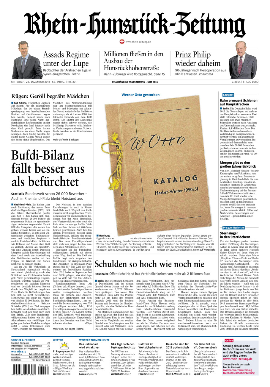 Rhein-Hunsrück-Zeitung vom Mittwoch, 28.12.2011