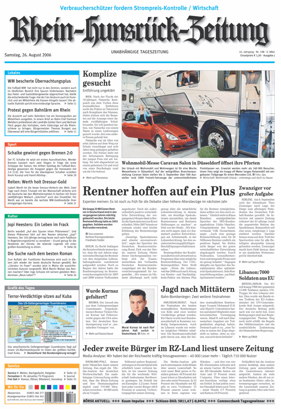 Rhein-Hunsrück-Zeitung vom Samstag, 26.08.2006