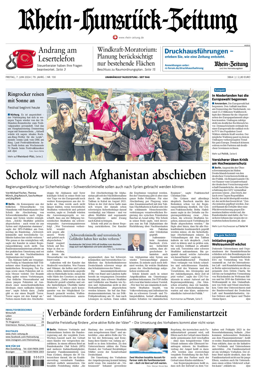 Rhein-Hunsrück-Zeitung vom Freitag, 07.06.2024