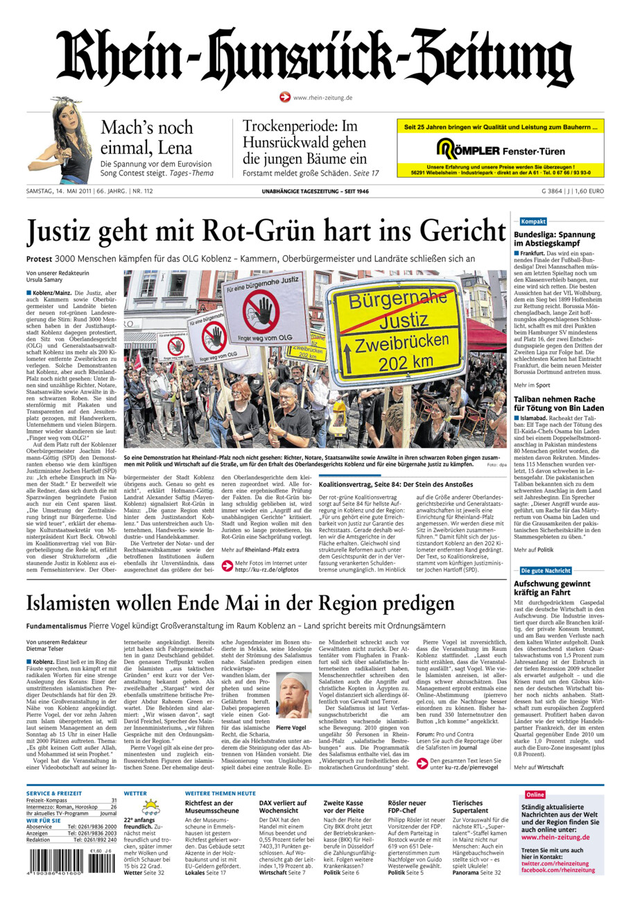 Rhein-Hunsrück-Zeitung vom Samstag, 14.05.2011