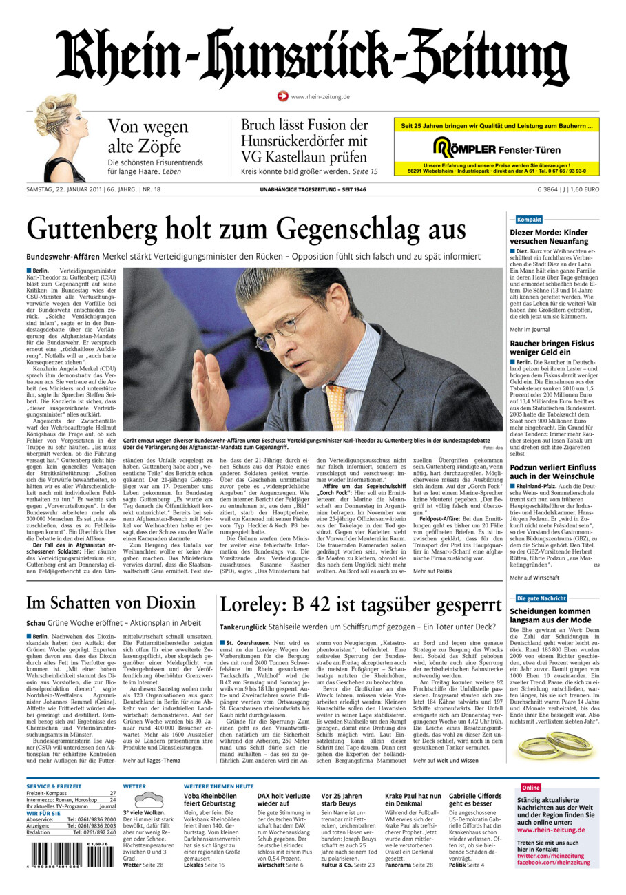 Rhein-Hunsrück-Zeitung vom Samstag, 22.01.2011