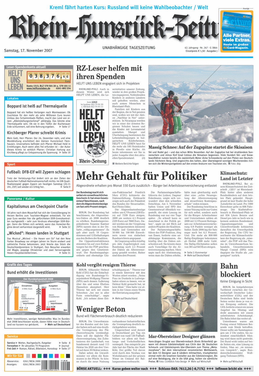 Rhein-Hunsrück-Zeitung vom Samstag, 17.11.2007