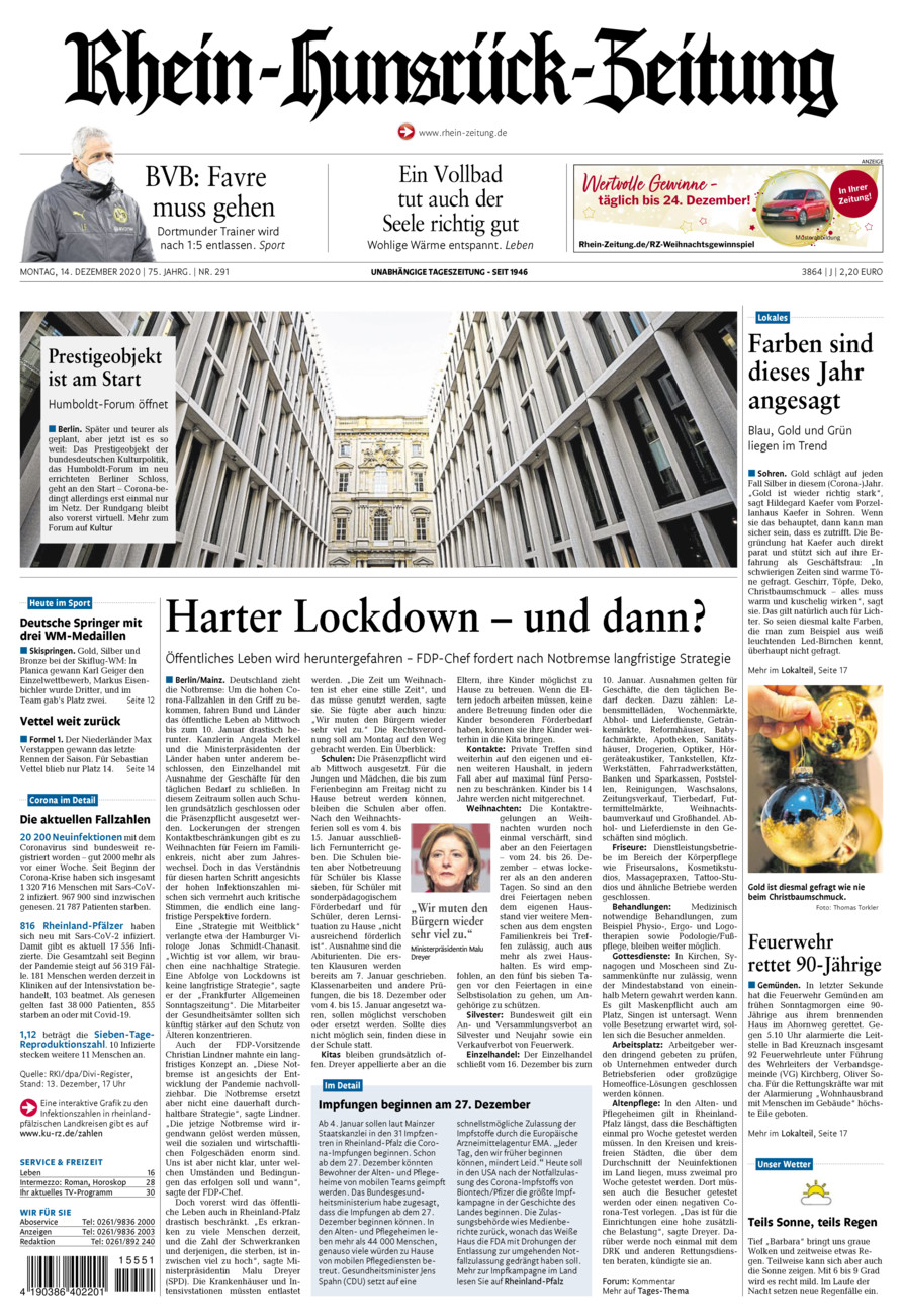 Rhein-Hunsrück-Zeitung vom Montag, 14.12.2020