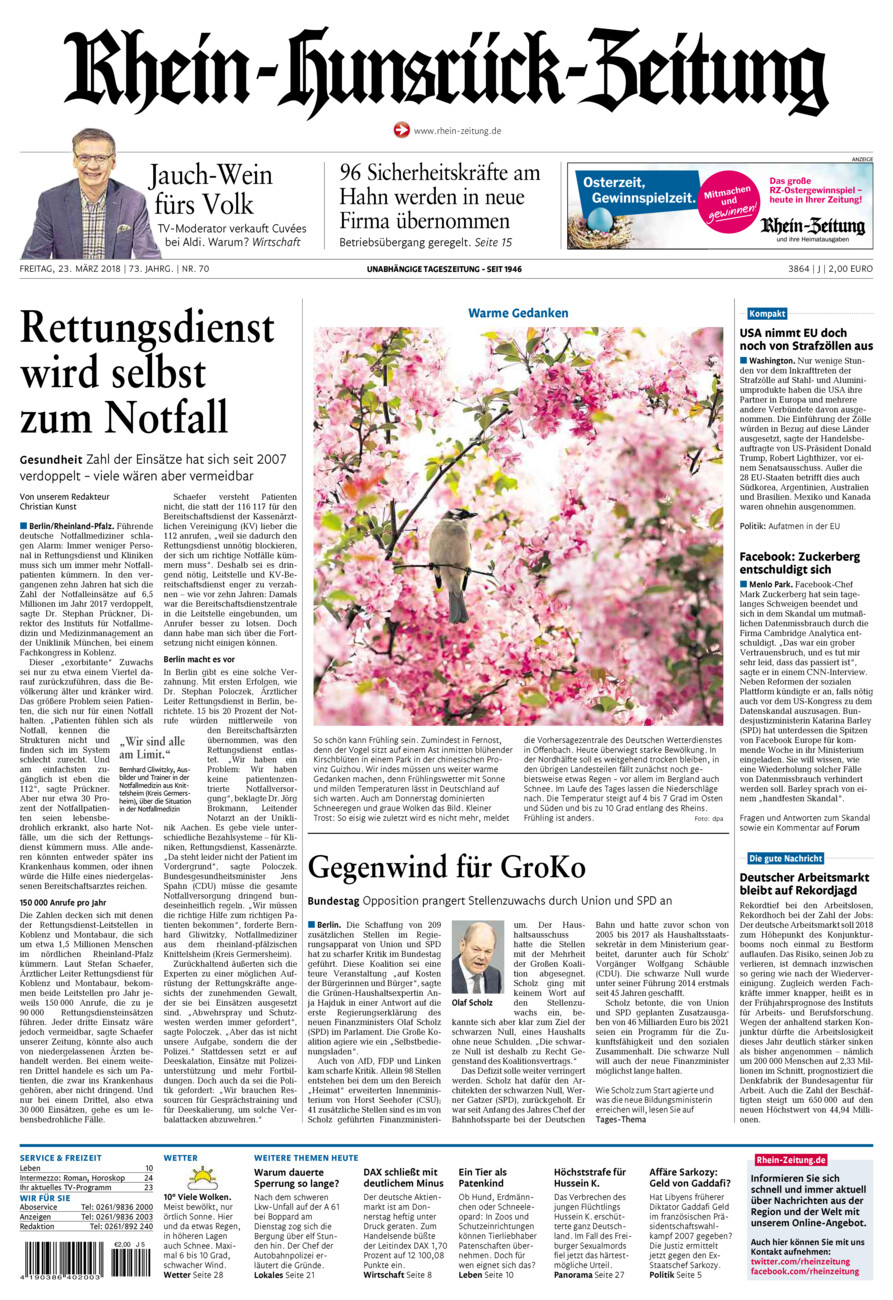 Rhein-Hunsrück-Zeitung vom Freitag, 23.03.2018