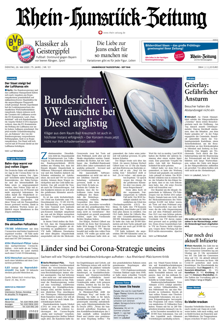 Rhein-Hunsrück-Zeitung vom Dienstag, 26.05.2020