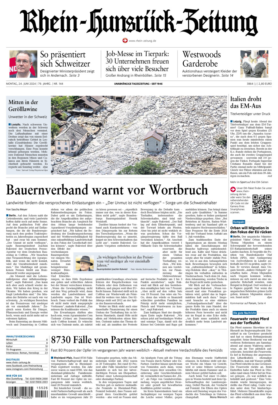 Rhein-Hunsrück-Zeitung vom Montag, 24.06.2024