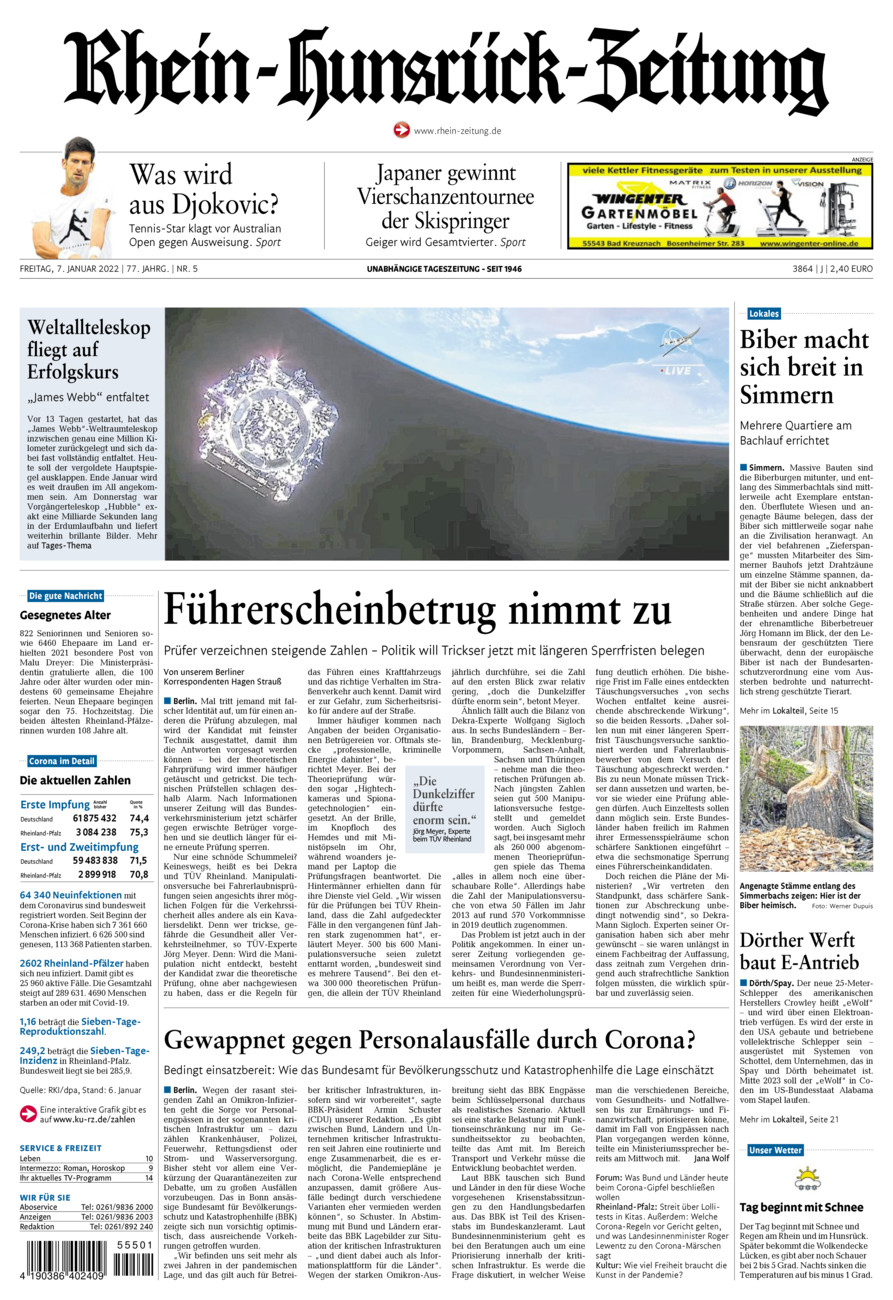 Rhein-Hunsrück-Zeitung vom Freitag, 07.01.2022