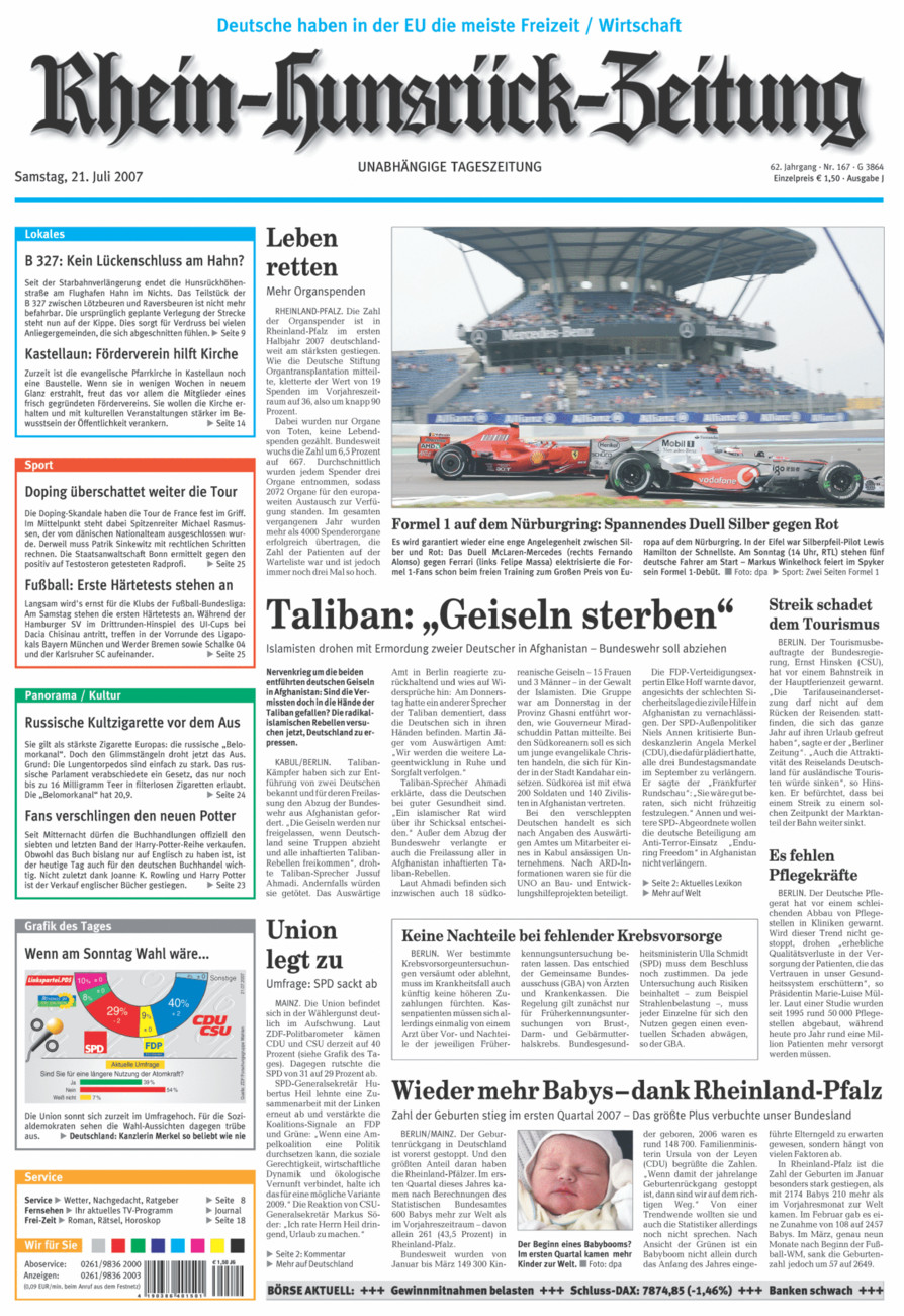 Rhein-Hunsrück-Zeitung vom Samstag, 21.07.2007