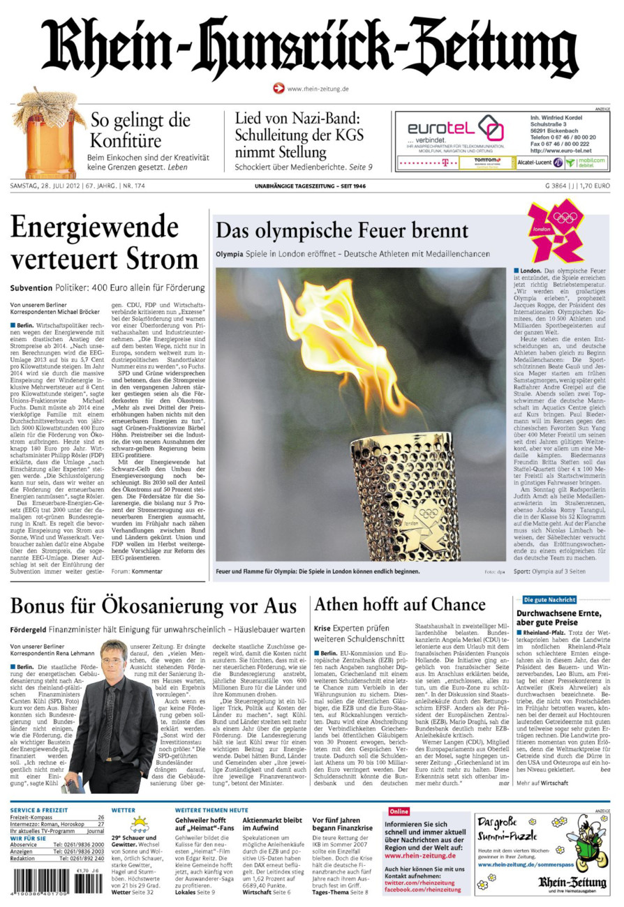 Rhein-Hunsrück-Zeitung vom Samstag, 28.07.2012