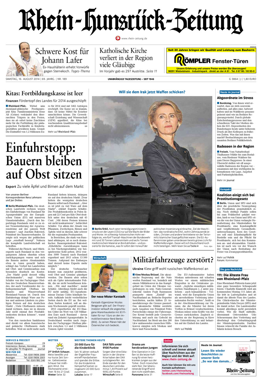 Rhein-Hunsrück-Zeitung vom Samstag, 16.08.2014