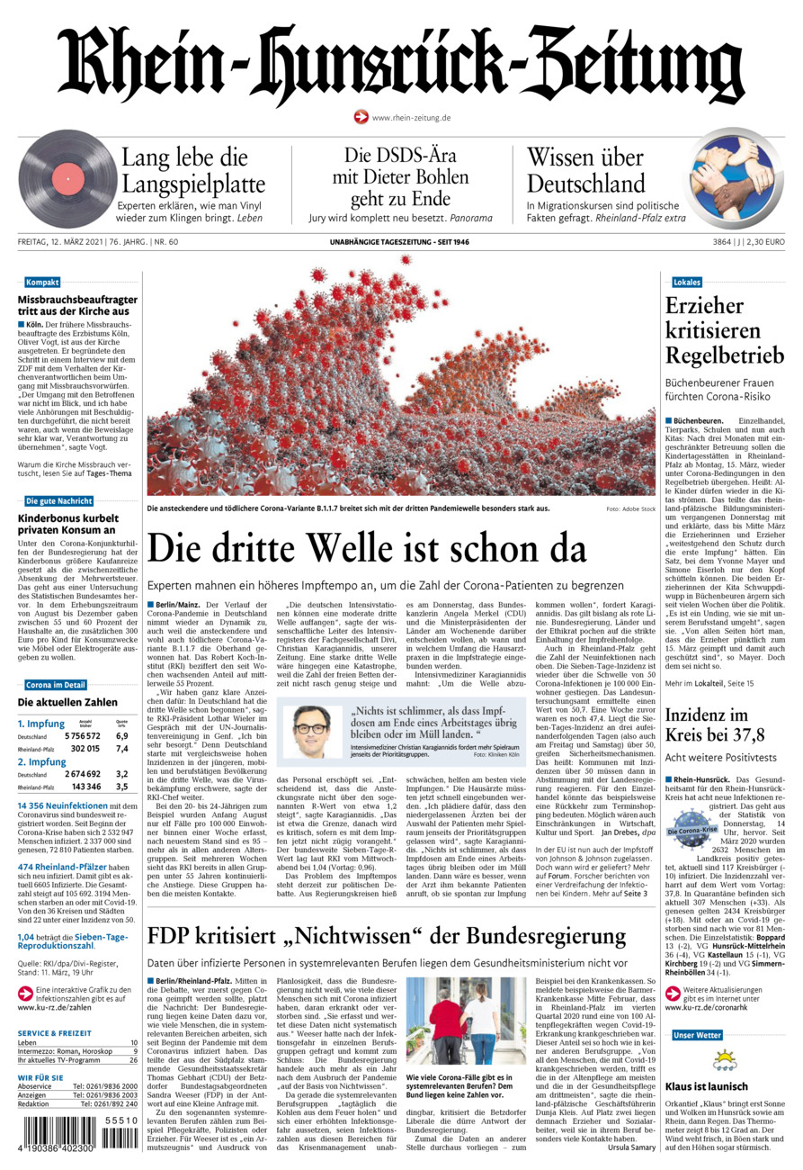 Rhein-Hunsrück-Zeitung vom Freitag, 12.03.2021