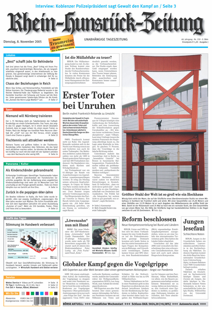 Rhein-Hunsrück-Zeitung vom Dienstag, 08.11.2005