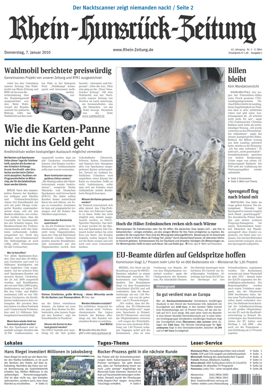 Rhein-Hunsrück-Zeitung vom Donnerstag, 07.01.2010