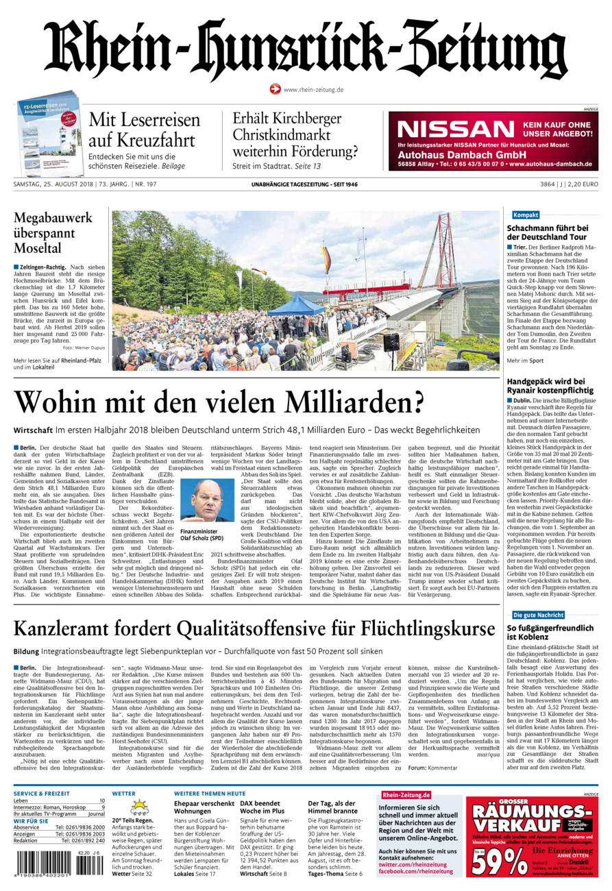 Rhein-Hunsrück-Zeitung vom Samstag, 25.08.2018