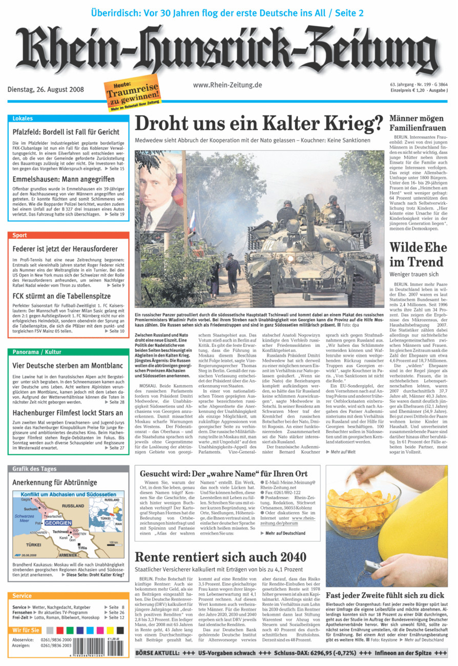 Rhein-Hunsrück-Zeitung vom Dienstag, 26.08.2008