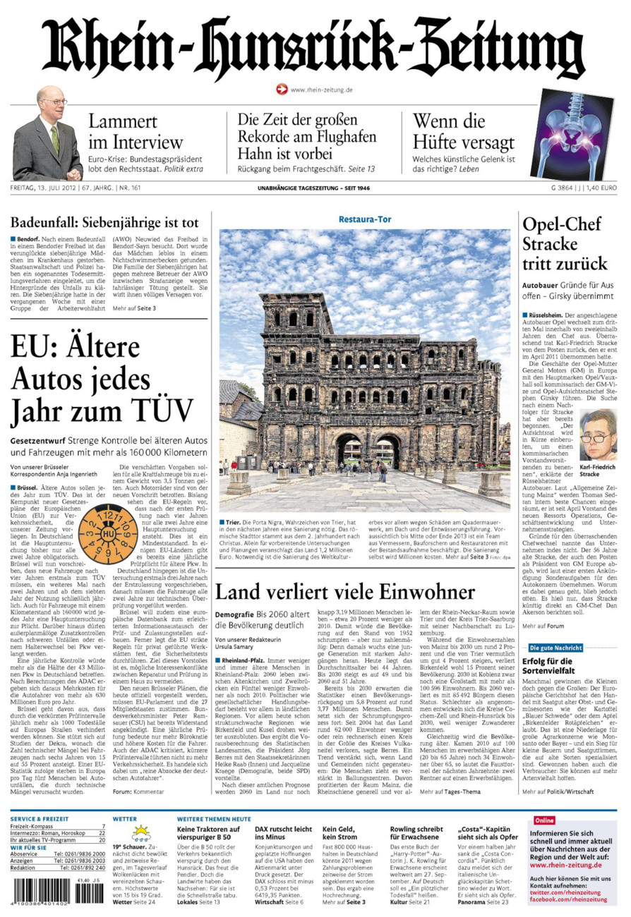 Rhein-Hunsrück-Zeitung vom Freitag, 13.07.2012