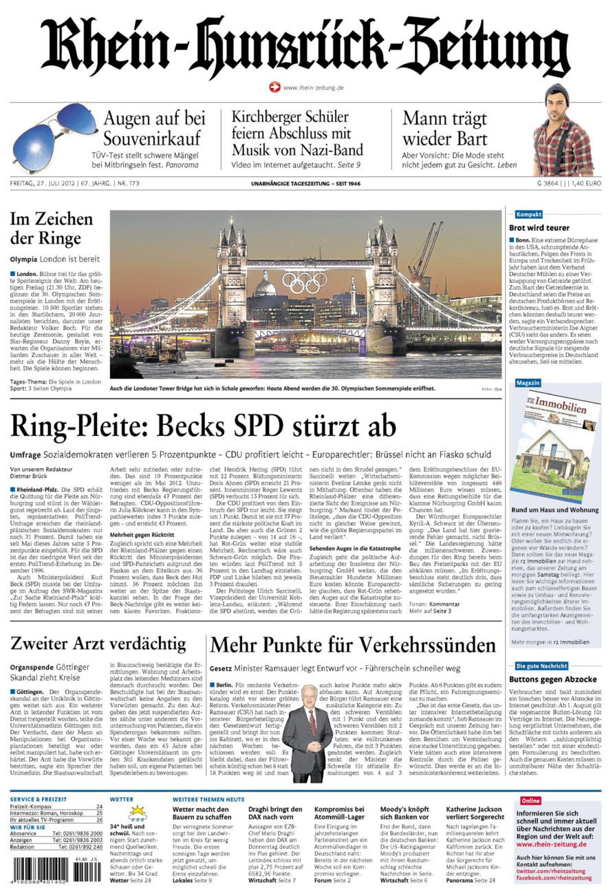 Rhein-Hunsrück-Zeitung vom Freitag, 27.07.2012