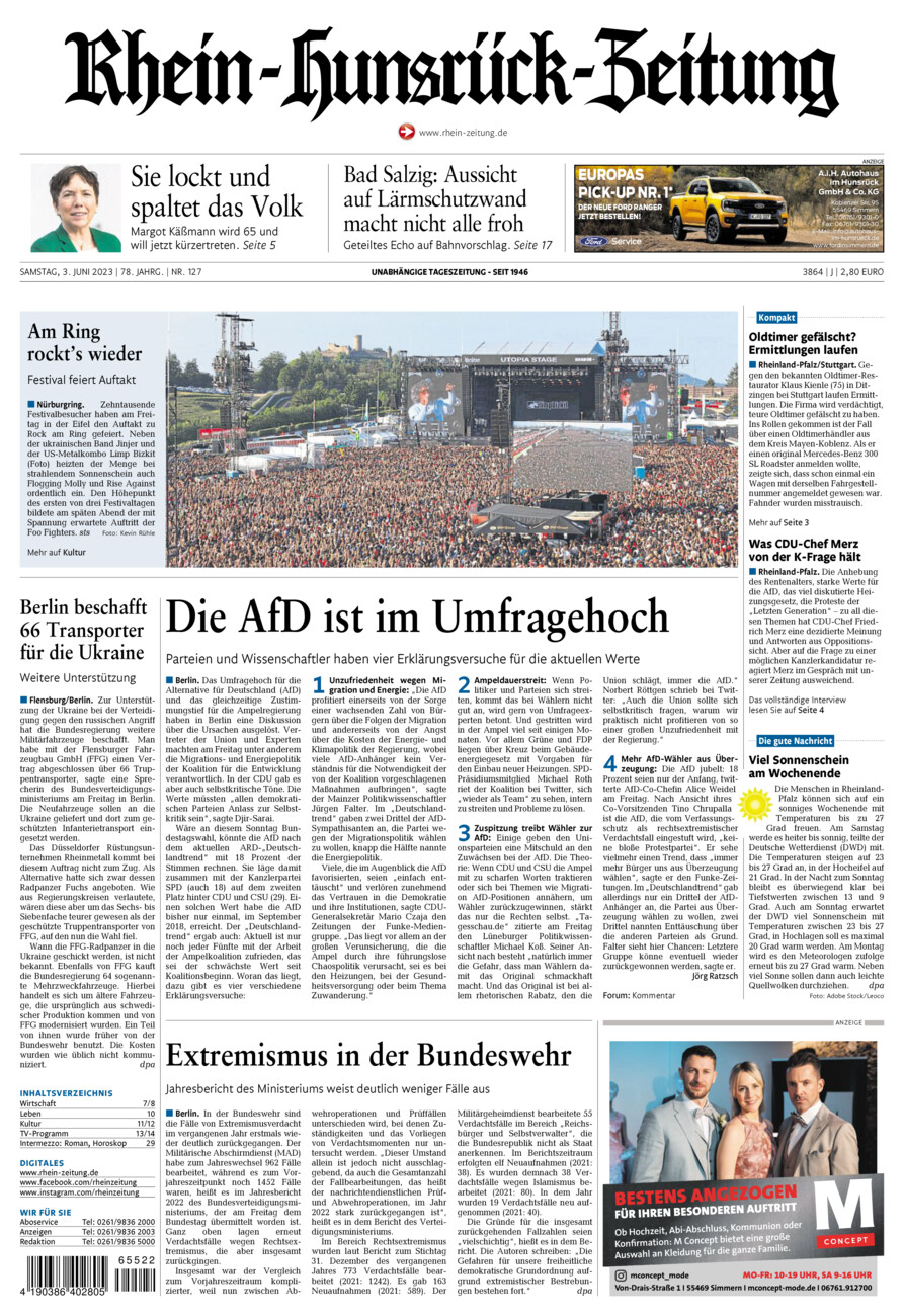 Rhein-Hunsrück-Zeitung vom Samstag, 03.06.2023