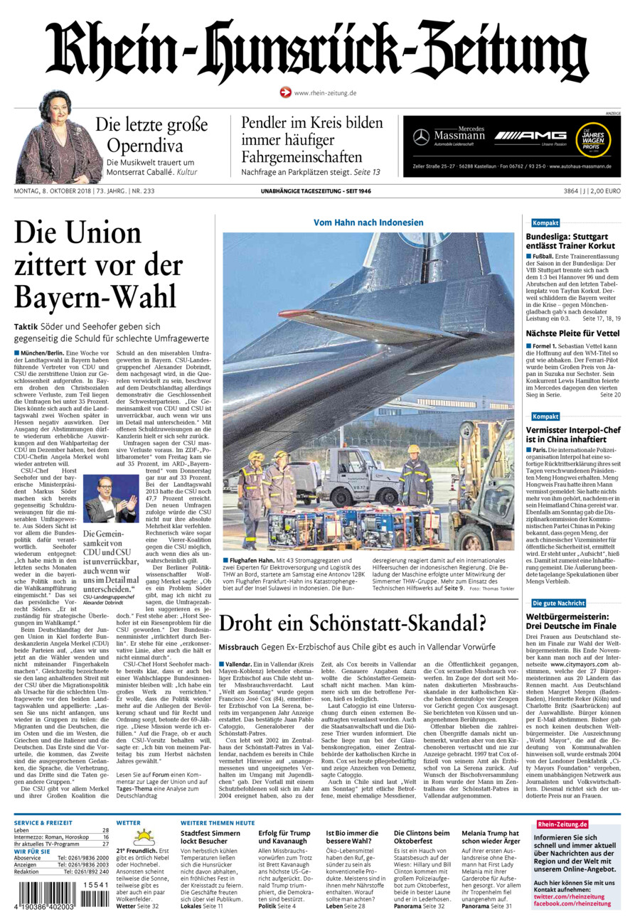 Rhein-Hunsrück-Zeitung vom Montag, 08.10.2018