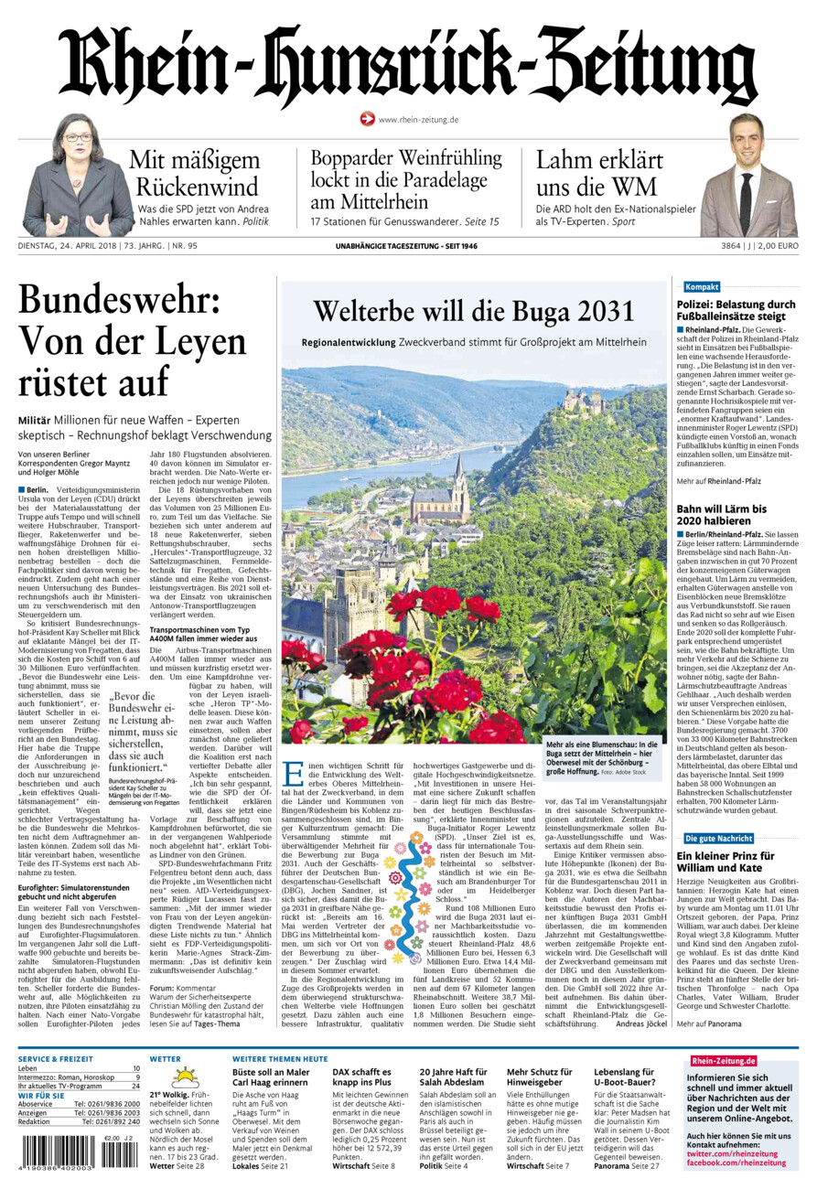 Rhein-Hunsrück-Zeitung vom Dienstag, 24.04.2018