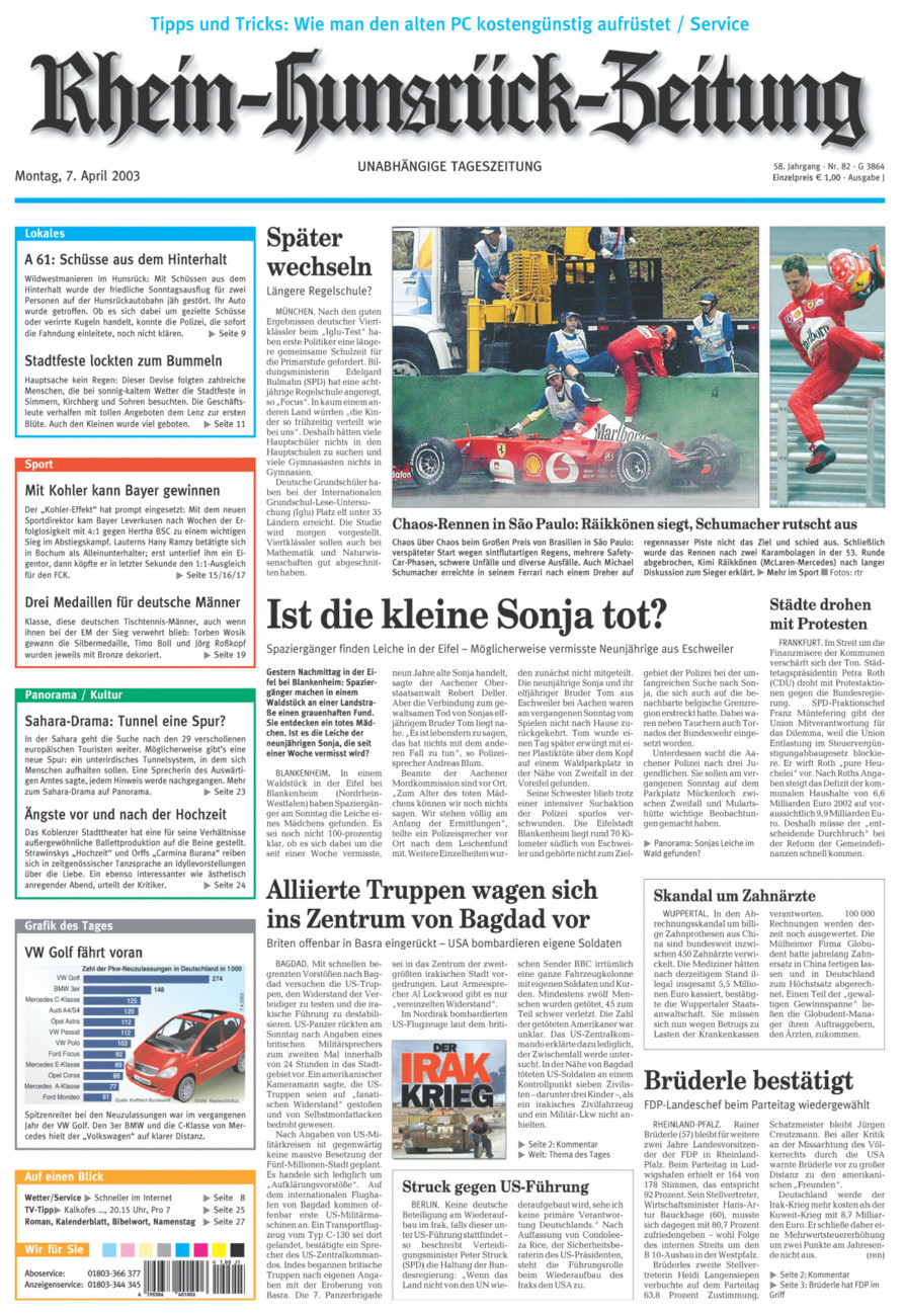 Rhein-Hunsrück-Zeitung vom Montag, 07.04.2003