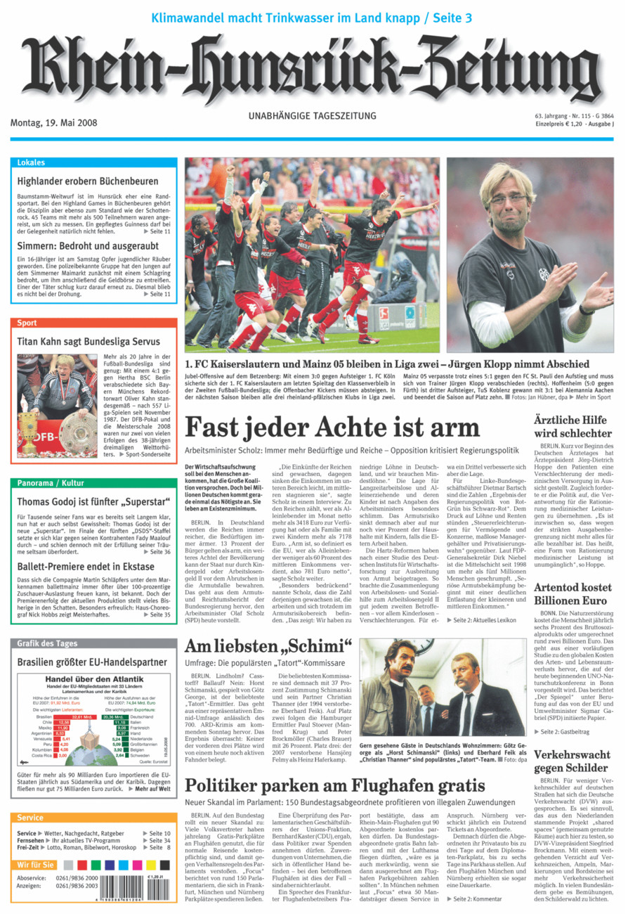 Rhein-Hunsrück-Zeitung vom Montag, 19.05.2008