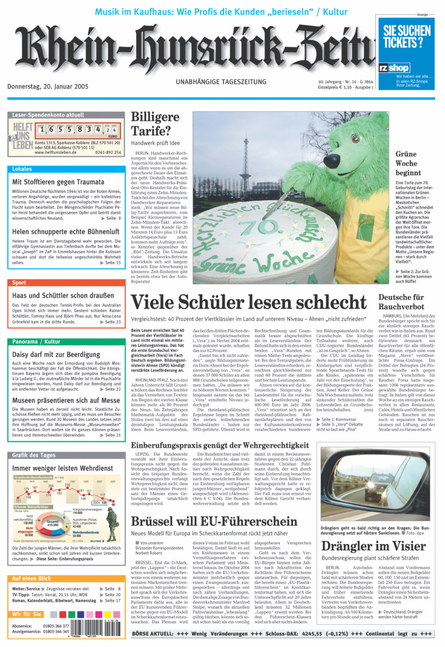 Rhein-Hunsrück-Zeitung vom Donnerstag, 20.01.2005