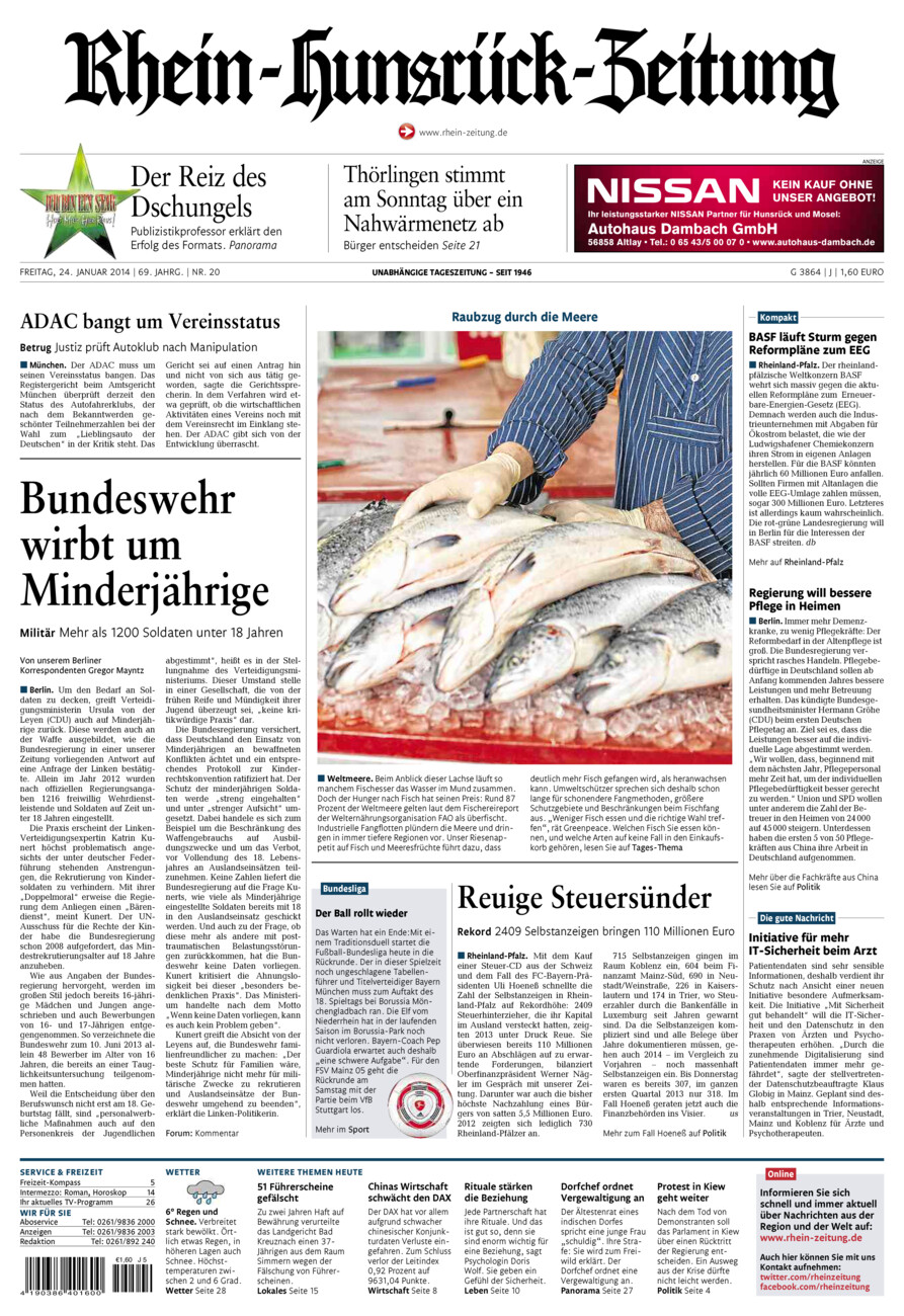 Rhein-Hunsrück-Zeitung vom Freitag, 24.01.2014