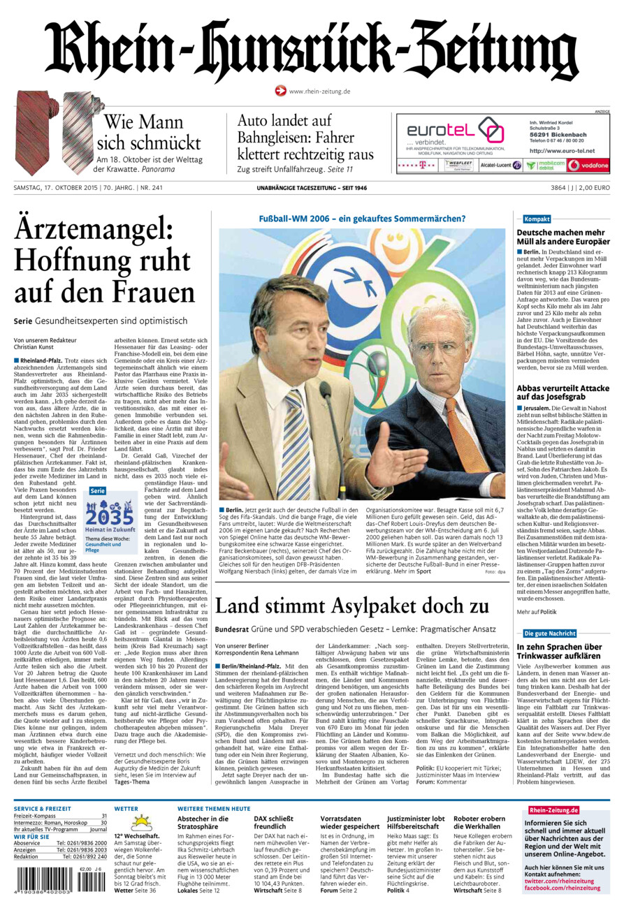 Rhein-Hunsrück-Zeitung vom Samstag, 17.10.2015