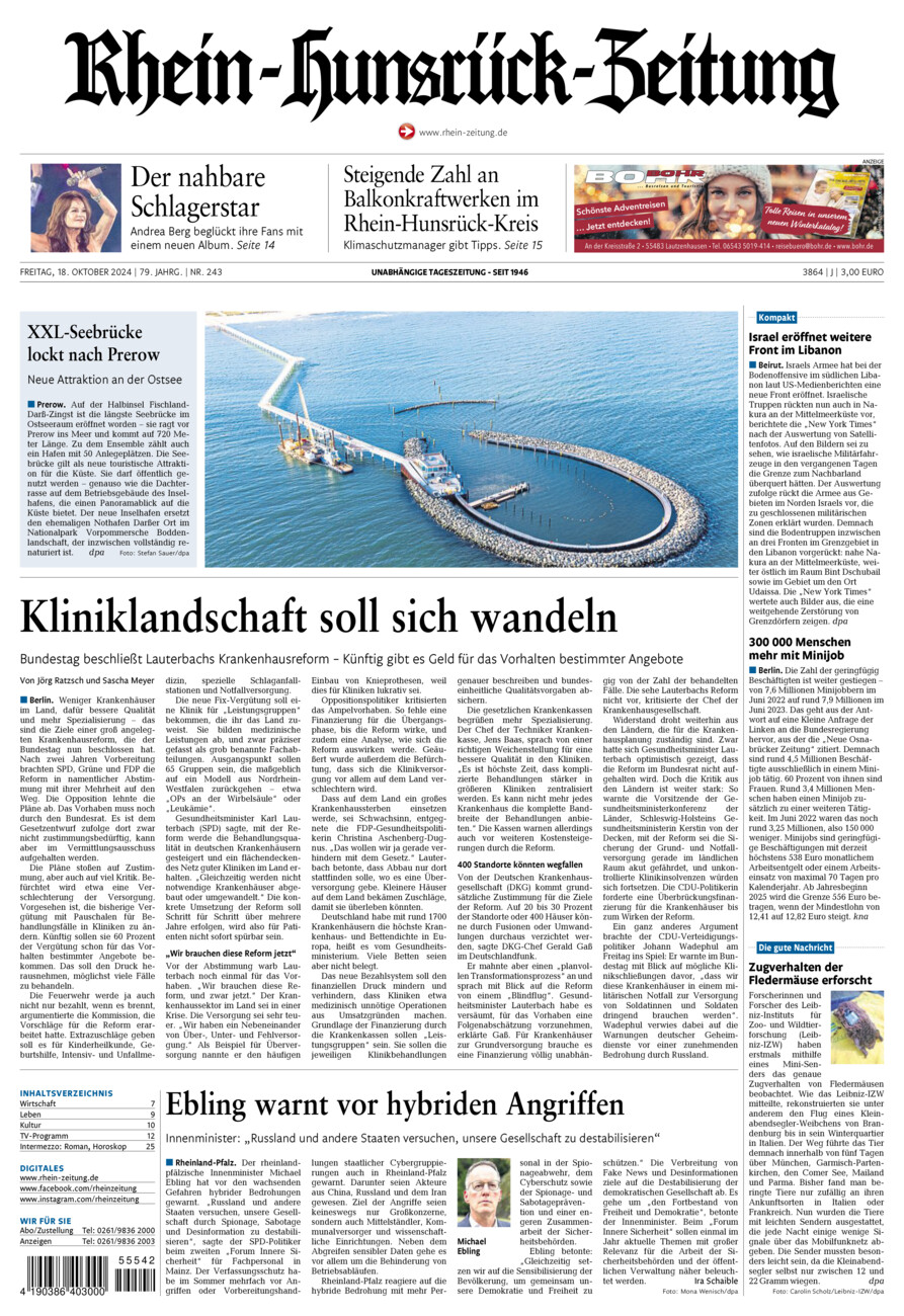 Rhein-Hunsrück-Zeitung vom Freitag, 18.10.2024