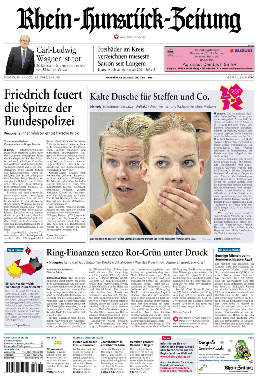 Rhein-Hunsrück-Zeitung vom Montag, 30.07.2012