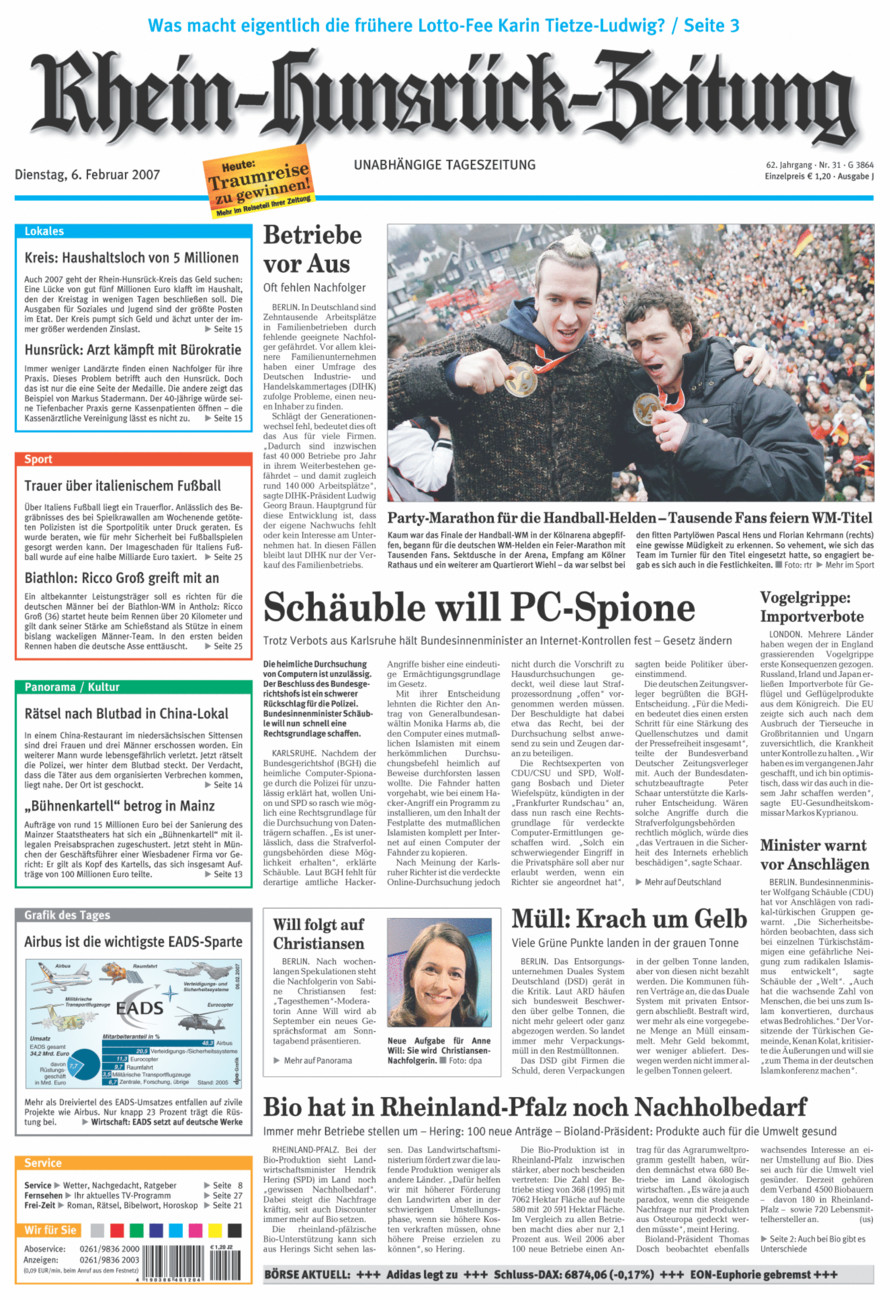 Rhein-Hunsrück-Zeitung vom Dienstag, 06.02.2007