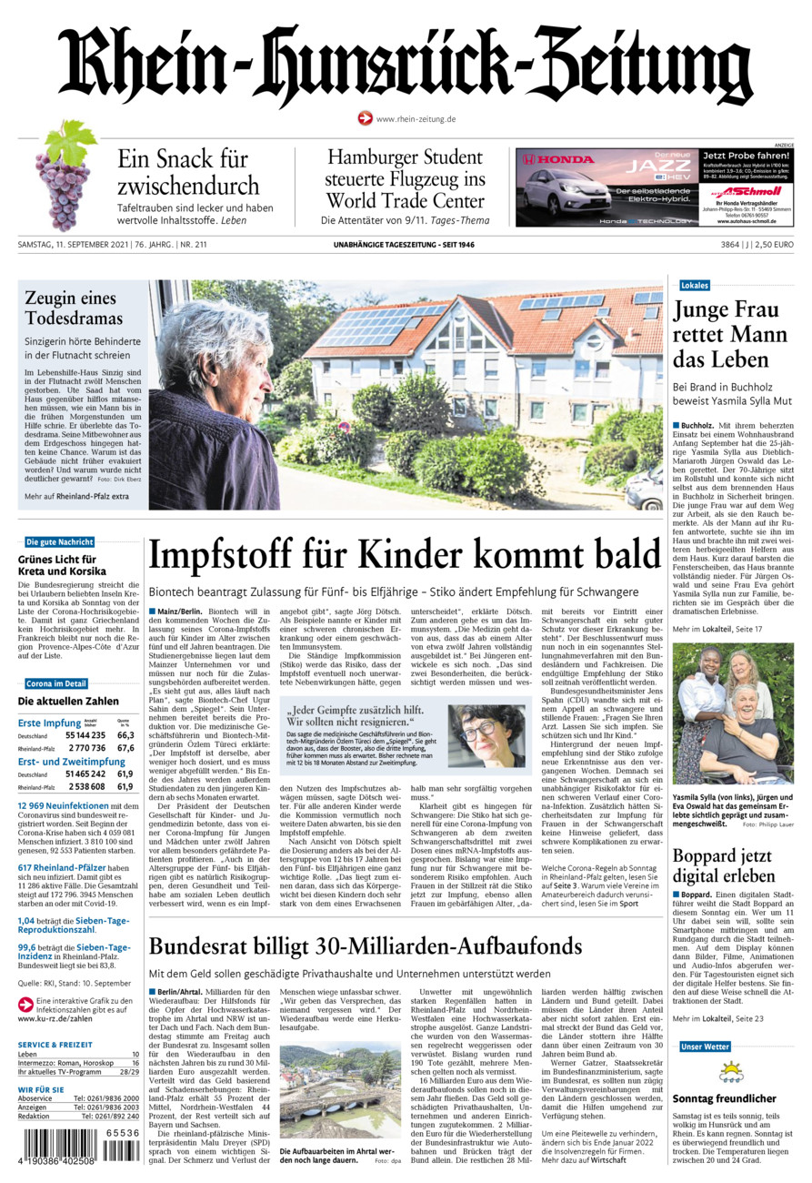 Rhein-Hunsrück-Zeitung vom Samstag, 11.09.2021