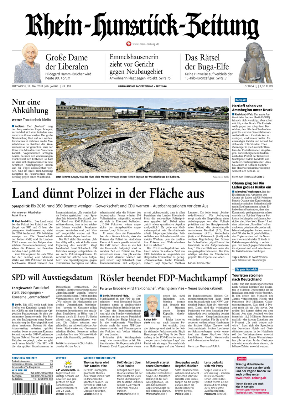 Rhein-Hunsrück-Zeitung vom Mittwoch, 11.05.2011
