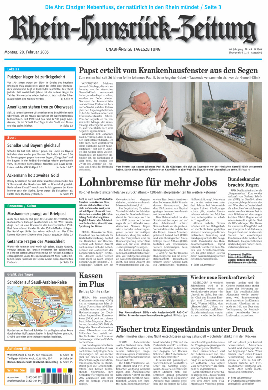 Rhein-Hunsrück-Zeitung vom Montag, 28.02.2005