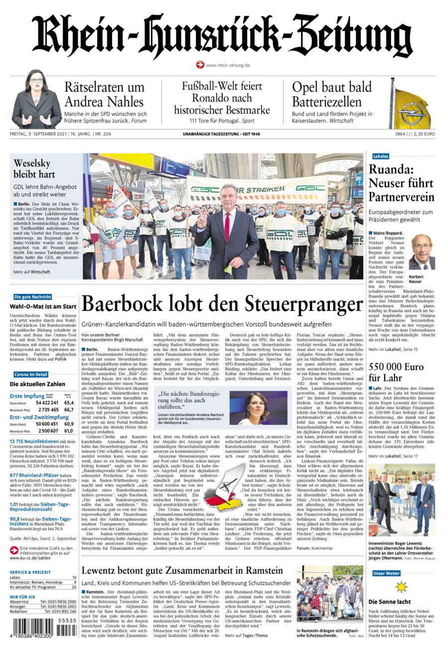 Rhein-Hunsrück-Zeitung vom Freitag, 03.09.2021