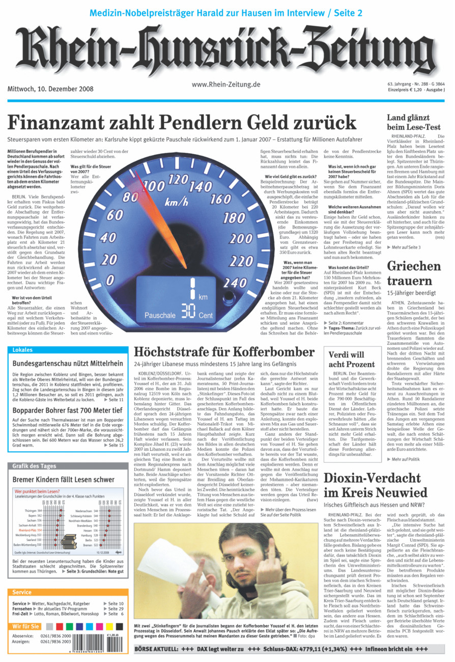Rhein-Hunsrück-Zeitung vom Mittwoch, 10.12.2008