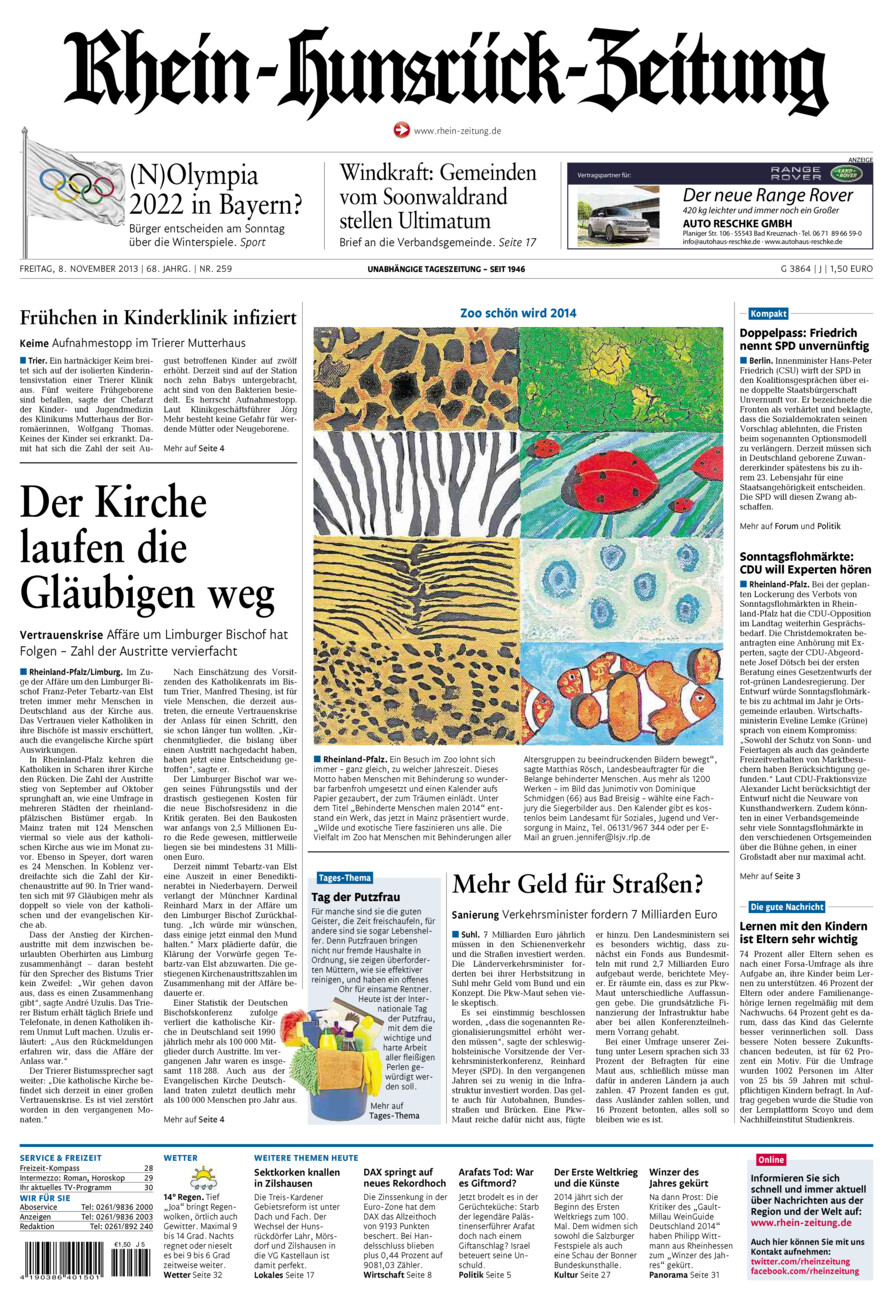 Rhein-Hunsrück-Zeitung vom Freitag, 08.11.2013