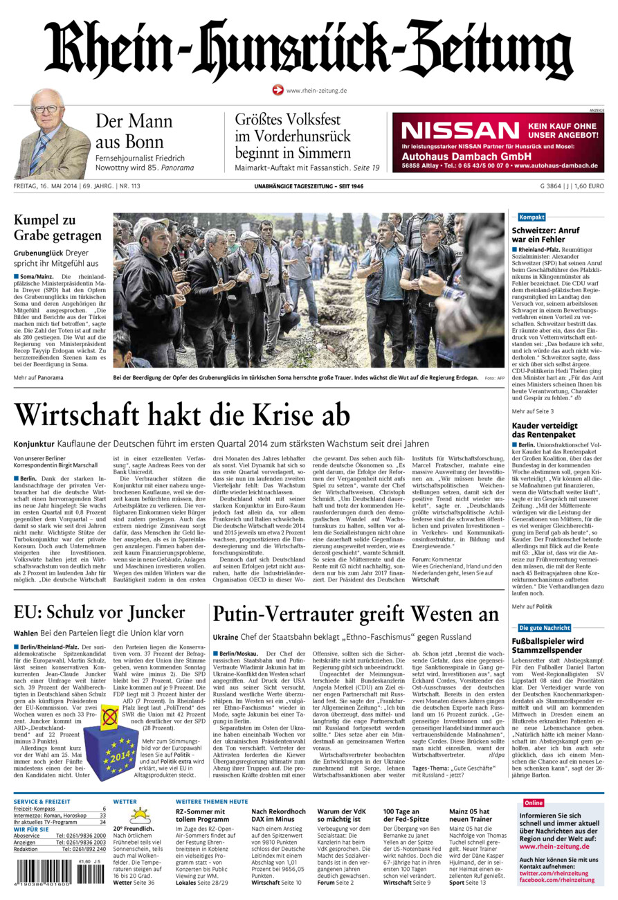 Rhein-Hunsrück-Zeitung vom Freitag, 16.05.2014