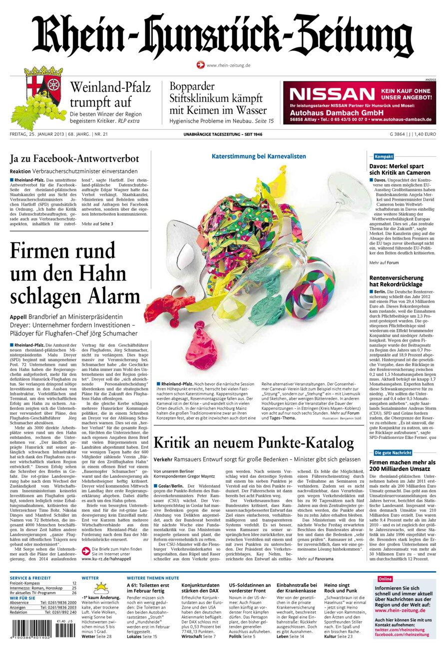 Rhein-Hunsrück-Zeitung vom Freitag, 25.01.2013