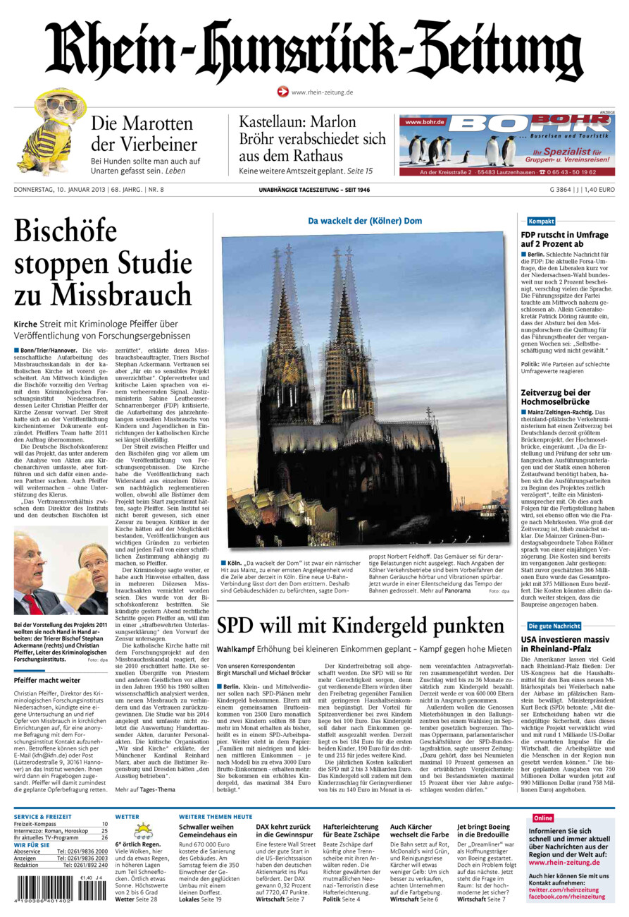 Rhein-Hunsrück-Zeitung vom Donnerstag, 10.01.2013