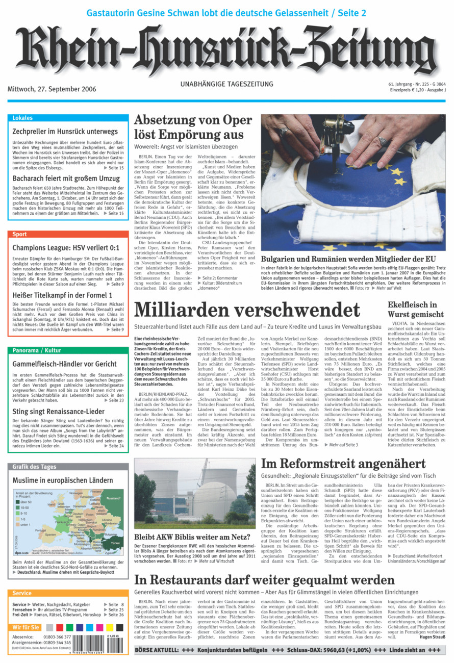 Rhein-Hunsrück-Zeitung vom Mittwoch, 27.09.2006